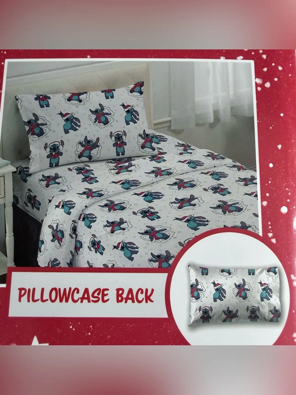 Disney Lilo & Stitch Holiday Twin Sheet Set 3 Piece New